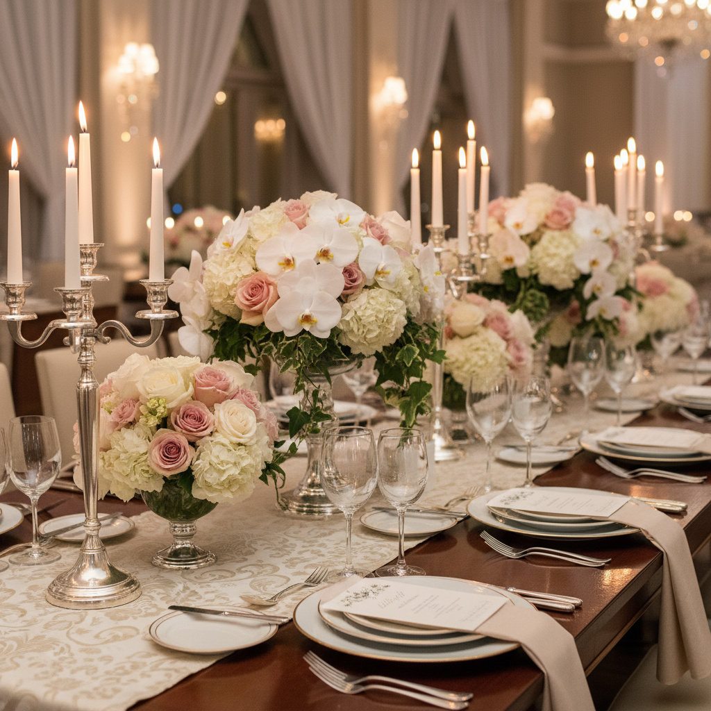 Elegant event floral decor centerpieces